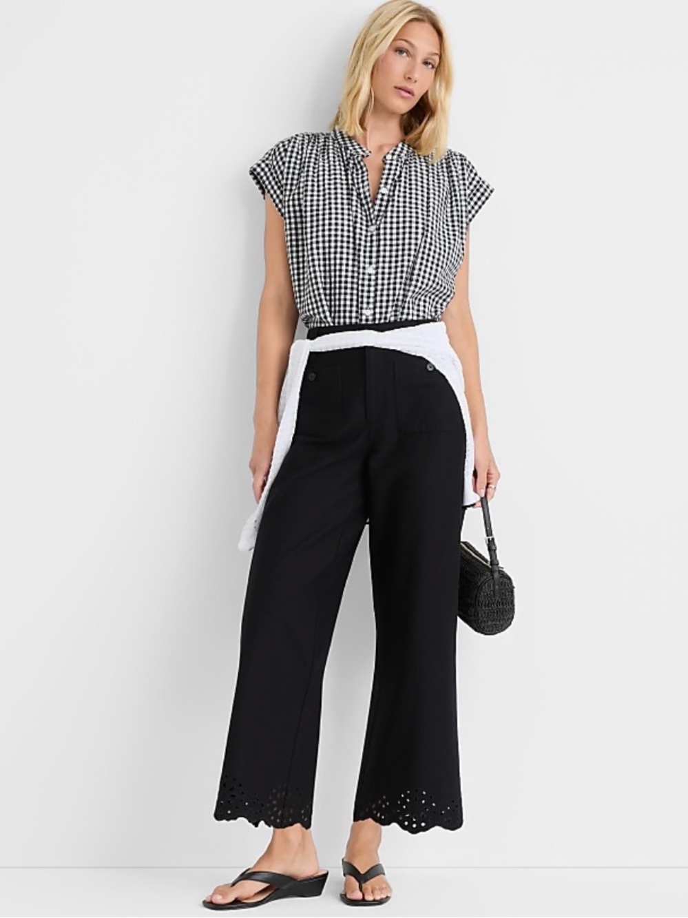 NWT Loft Palmer Eyelet Hem Pants - Black